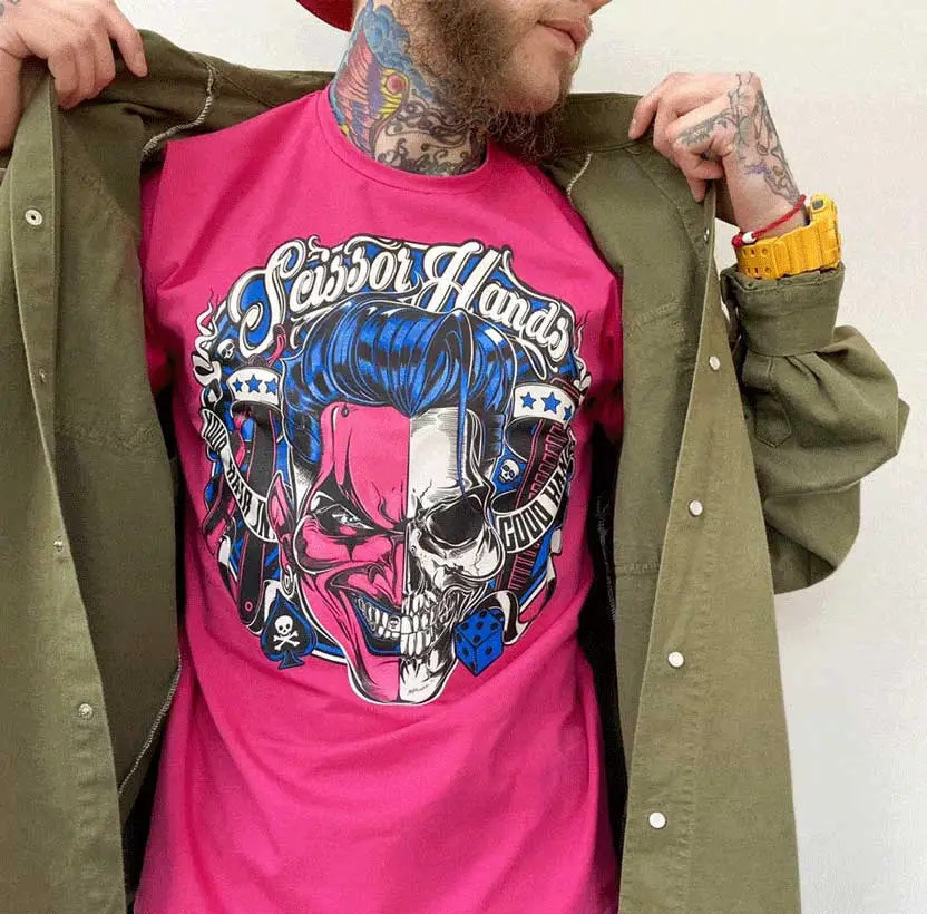 Чоловіча лімітована рожева oversize футболка Scissor Hands
