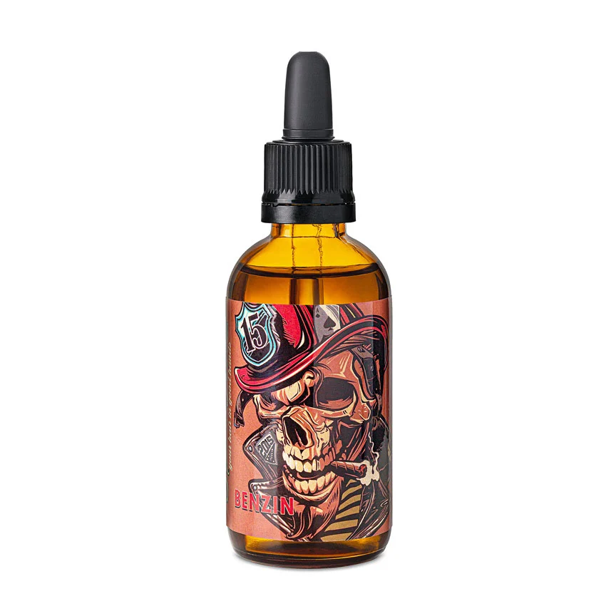 Benzin beard oil conditioner by Scissor Hands — beard care, softness, and a fresh fragrance.