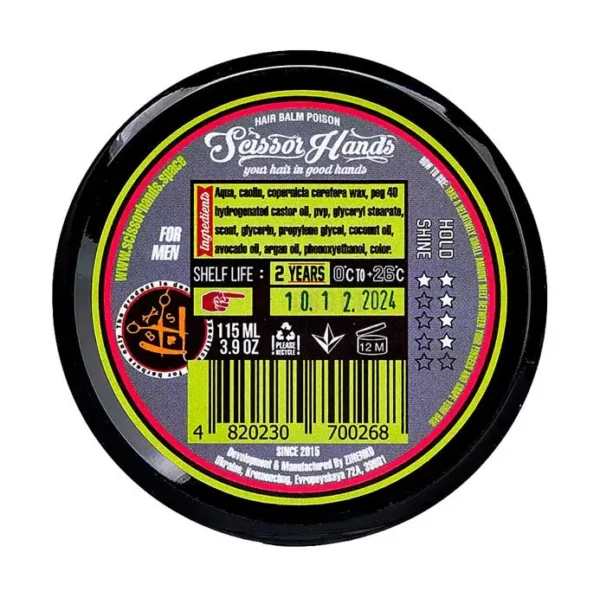 Scissor Hands Poison hair balm — ingredients, characteristics, and shelf life.