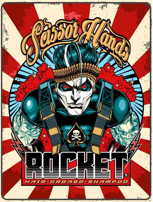 Декоративний постер Rocket Scissor Hands для барбершопу
