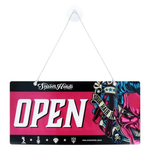 Вивіска OPEN CLOSED Scissor Hands для барбершопу