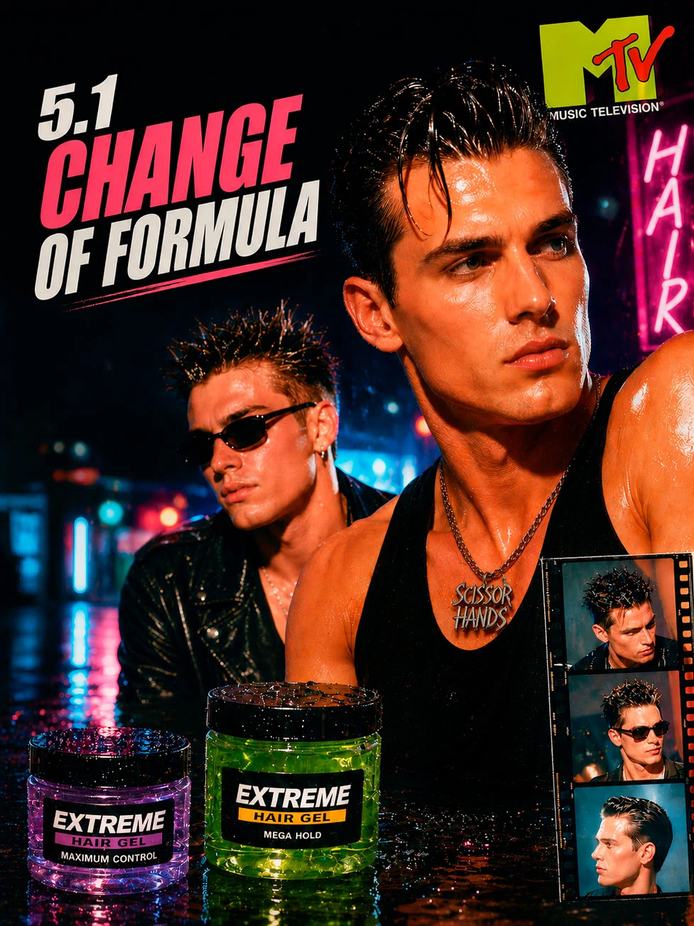 Чоловічі гелі для волосся Extreme Hair Gel у стилі 90-х з ефектом мокрої укладки